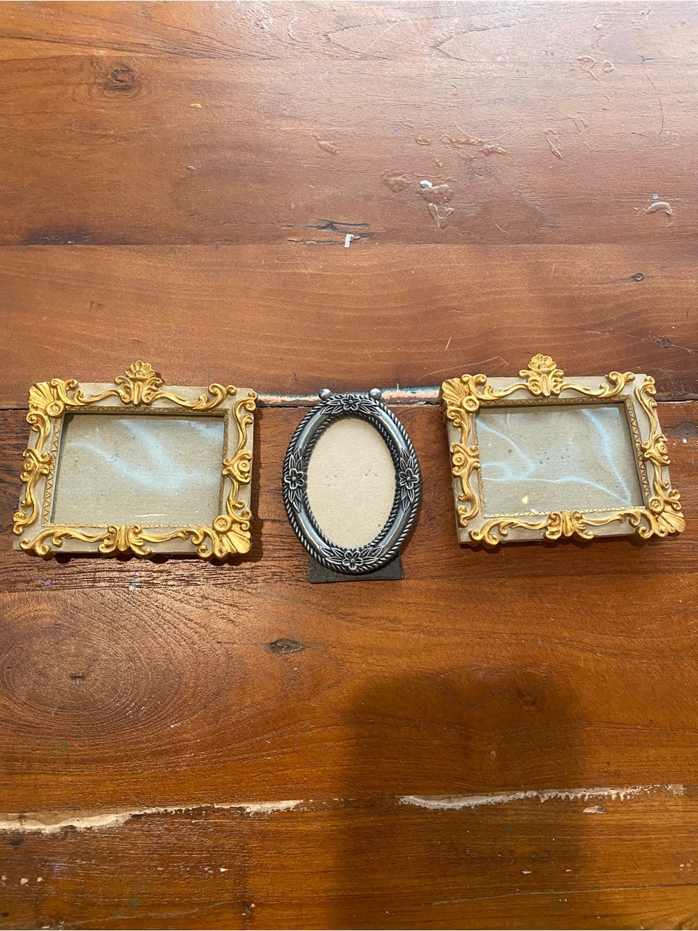 Ornate Mini Picture Frame Set in Gold and Silver — Decorative Tabletop Frames